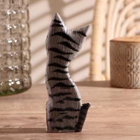 Сувенир дерево "Котёнок" серый 6х3х18 см