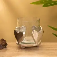 Подсвечник со стеклом "Сердце" алюминий 10х10х10 см