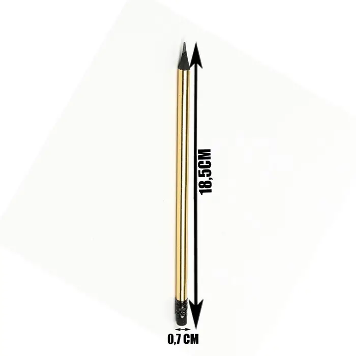 Карандаш чернографитный с ластиком, твёрдость НВ, корпус круглый, заточенный, золотистый