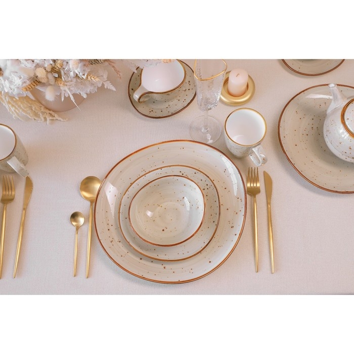 Набор тарелок фарфоровых обеденных Magistro Mediterana, 2 предмета: 26&times;24,5 см, цвет бежевый