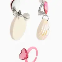 Набор детский &laquo;Выбражулька&raquo; русалочка, 4 пред :клипсы, кольцо, браслет, бусы, бело-розовый   1087536