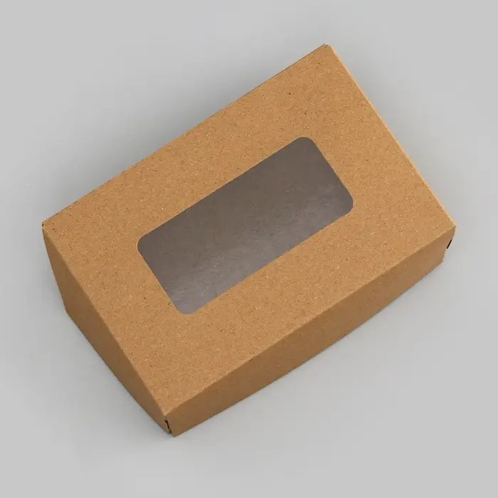 Коробка складная, с окном, крафт, 15&times;10&times;7 см