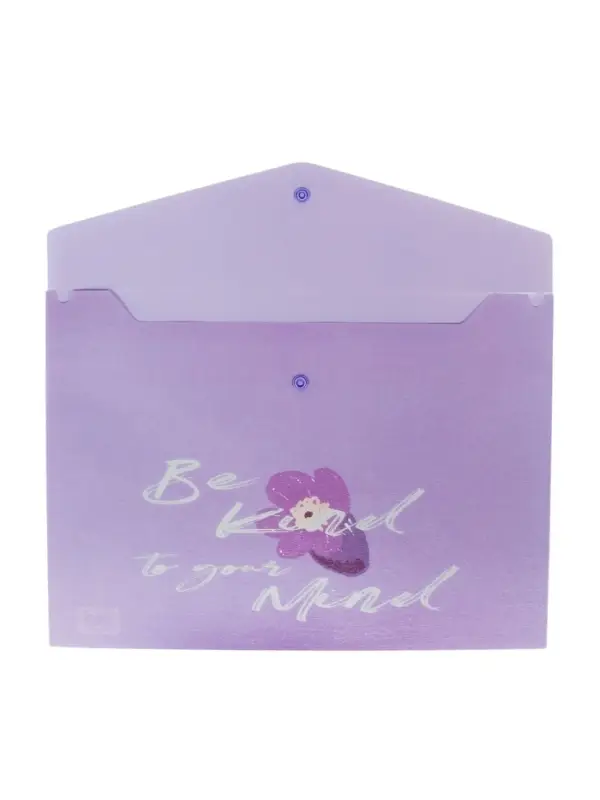 Папка-конверт на кнопке формат А4 180мкр блестящая МИКС Сиреневый стиль  (штрихкод на штуке)   10843