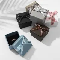 Коробочка подарочная под кольцо/серьги &laquo;Счастье&raquo;, 5&times;5 (размер полезной части 4.5&times;4.5 см), МИКС, вставка чёрная