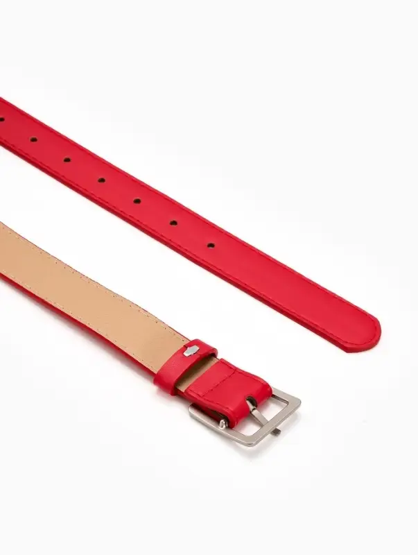 Ремень жен 05-01-02-01, Июнь2508, 3*0,3*110 см, без винта, пряж мат металл, 1 прокол, красн   109031