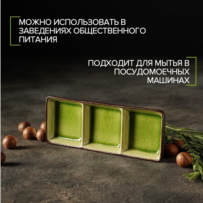 Менажница керамическая 3 секции &laquo;Таллула&raquo;, 20,5&times;7,5&times;2,5 см