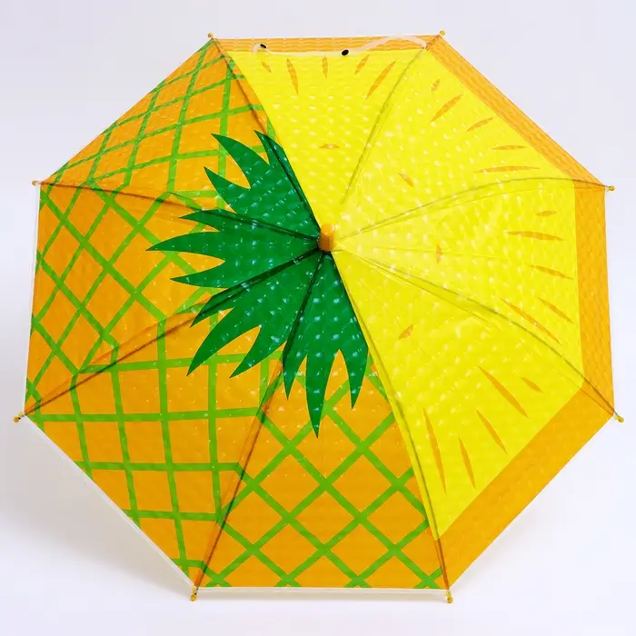 Детский зонт п/авт &laquo;Фруктовый принт Ананас&raquo; d = 84 см, R = 42 см, 8 спиц, 68 &times; 10 &times; 8 см