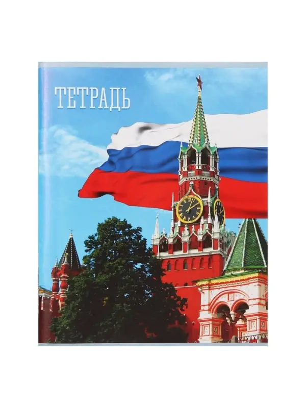 Тетрадь 48 листов в клетку Calligrata &laquo;Россия&raquo;, обложка мелованная бумага, блок №2, белизна 75% (серые листы), МИКС