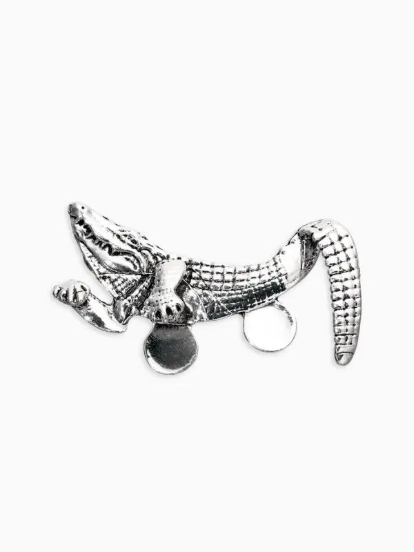 Брошь для кармана "Крокодил", цвет чернёное серебро