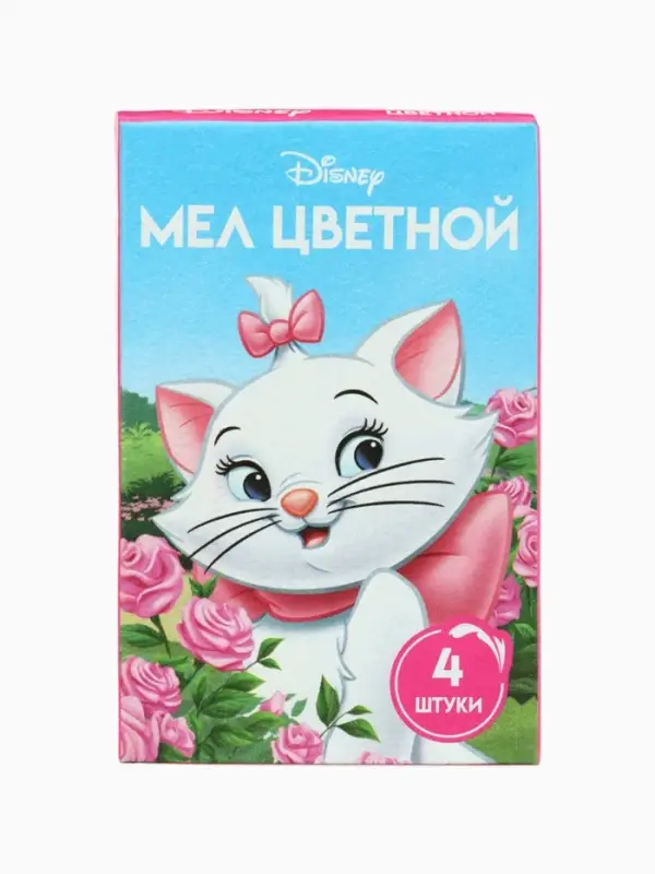 Мелки цветные школьные, 4 шт., Коты аристократы, прямоугольные