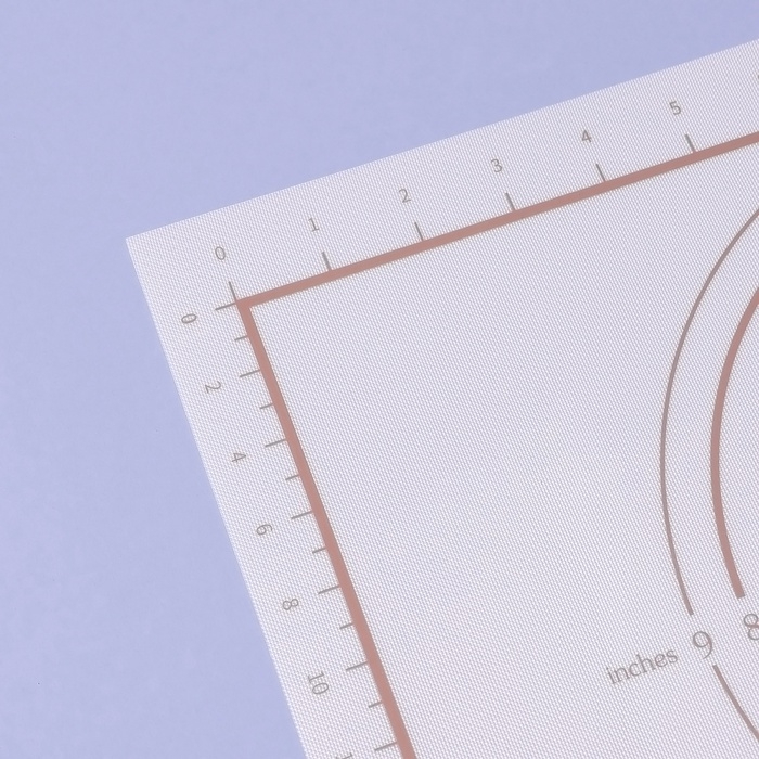 Коврик для выпечки и раскатки теста с разметкой, армированный, силикон, 42&times;29,5 см, белый