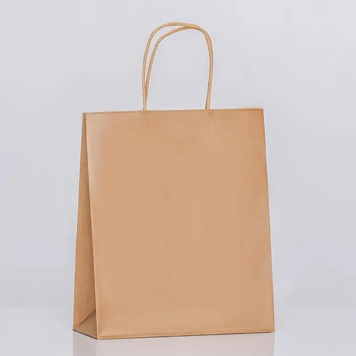 Пакет крафт без печати, круглая ручка, 27&times;21&times;11 см, 120 г