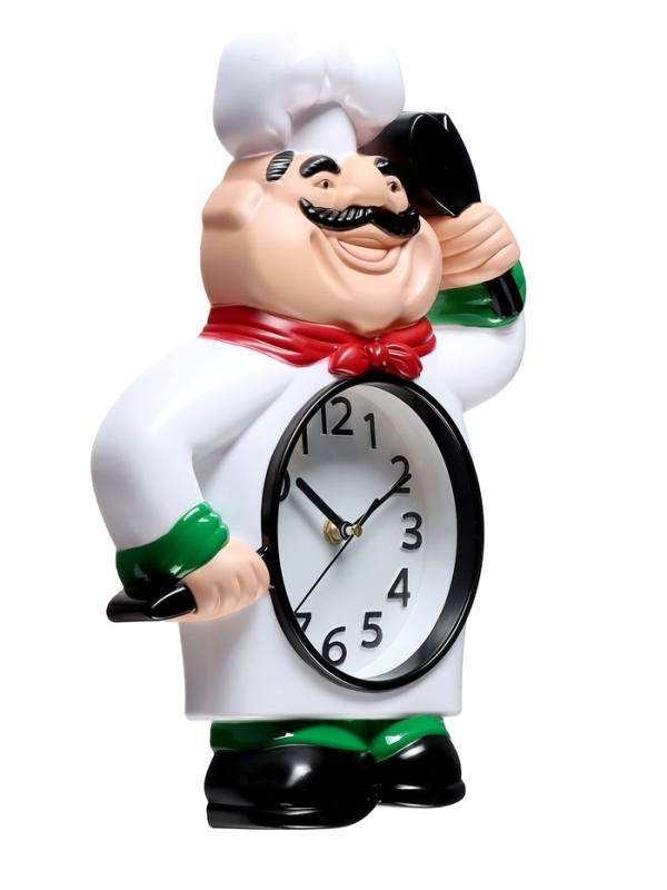 Часы настенные интерьерные, для кухни &laquo;Шеф&raquo;, плавный ход, 33&times;24.5 см, циферблат d-14 см