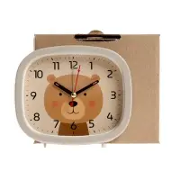 Будильник "Медежонок", плавный ход,  12.5х10.5 см, бежевый