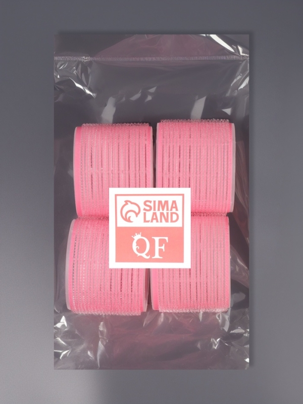 Бигуди-липучка d7,5см (наб 4 шт цена за наб) розовый пакет QF