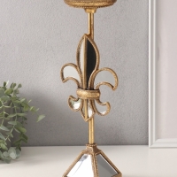 Подсвечник полистоун на 1 свечу "Зеркальная геральдическая лилия" 14х11х38,5 см