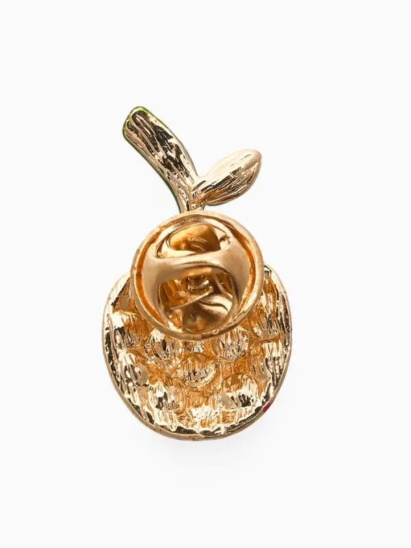 Брошь "Вишня стразинка", цвет красно-зелёный в золоте