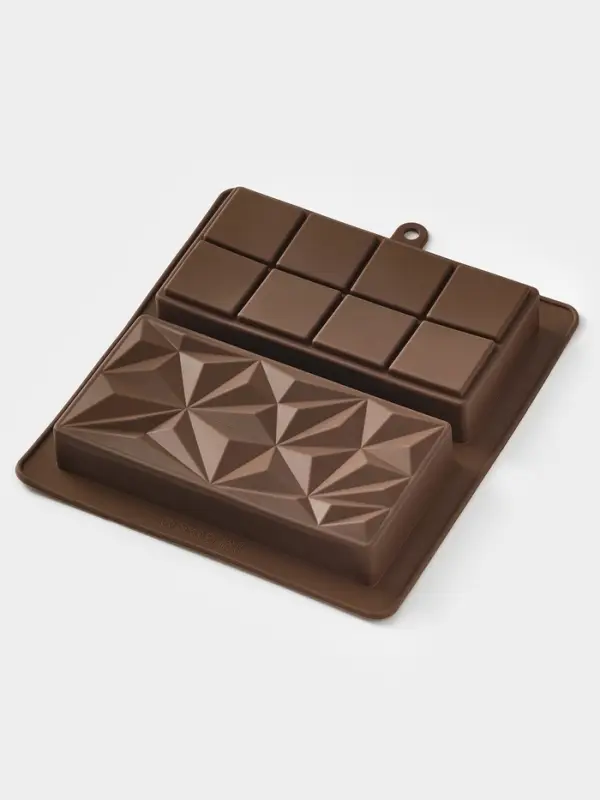 Форма для дубайского шоколада 2 плитки "Квадраты, пирамиды" 21x19x2,5 см