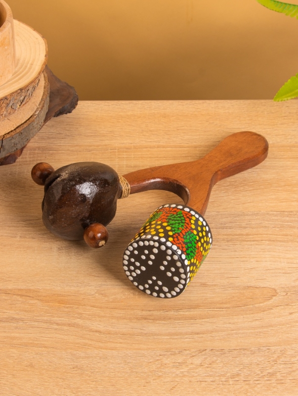 Сувенирный музыкальный инструмент "Маракас двойной" махагон, кокос, 25х15х6 см