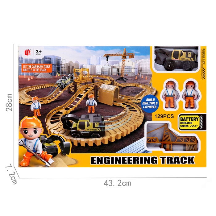 Автотрек &laquo;Стройка&raquo;, с машинкой, краном и фигурками, работает от батареек