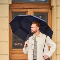 Складной зонт Dome Double с двойным куполом, темно-синий