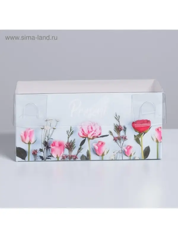 Коробка для капкейков, кондитерская упаковка, 2 ячейки &laquo;Present&raquo;, 16 х 8 х 7.5 см