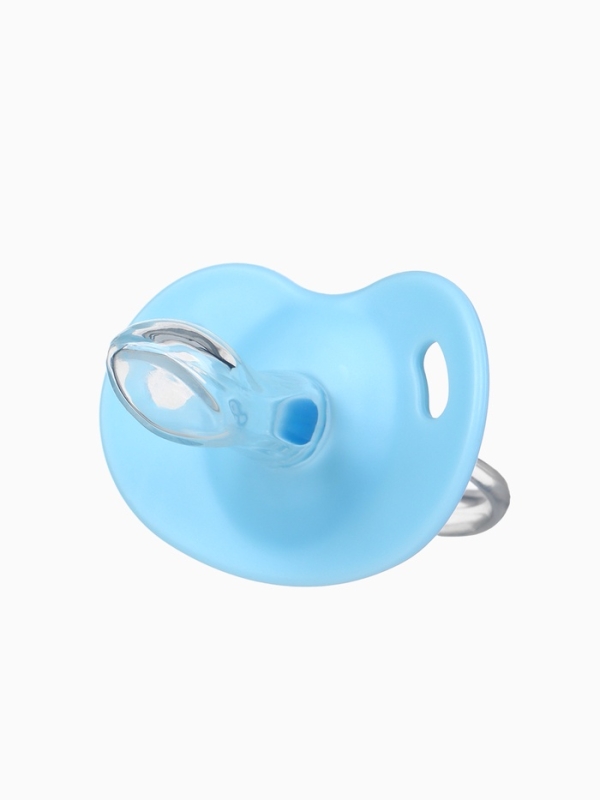 Соска-пустышка ортодонтическая, силикон, от 6 мес., с колпачком, цвет голубой микс