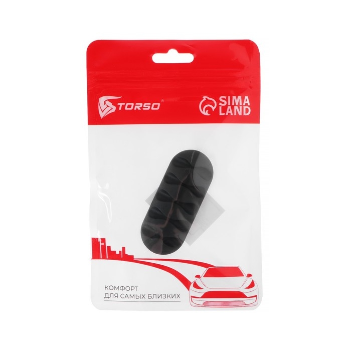 Держатель для проводов TORSO, самоклеящийся, 5 делений, 6.5&times;3 см, черный, пластик