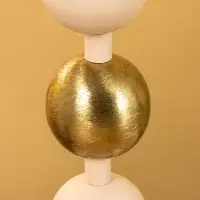 4 подсвечника на тарелке со сферами бежево-золотой 25,5х22,5х32 см