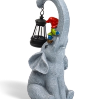 Садовая фигура с подсветкой "Слоник с гномами" 12х10х27см