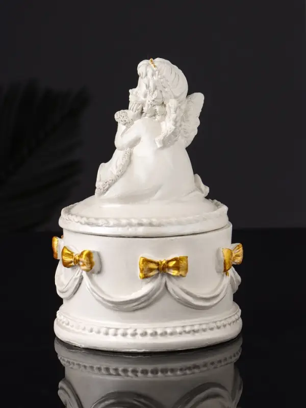 Шкатулка с бантами "Ангел " 12х9 см, перламутр