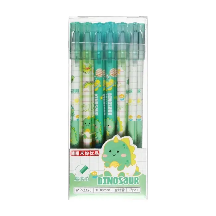 Ручка гелевая со стираемыми чернилами, стержень синий, 0.38 мм, корпус "Дино", МИКС