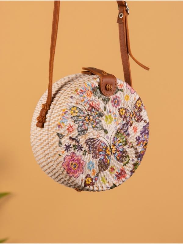 Сумка плетеная ротанг "Бабочки", 15х6х60 см