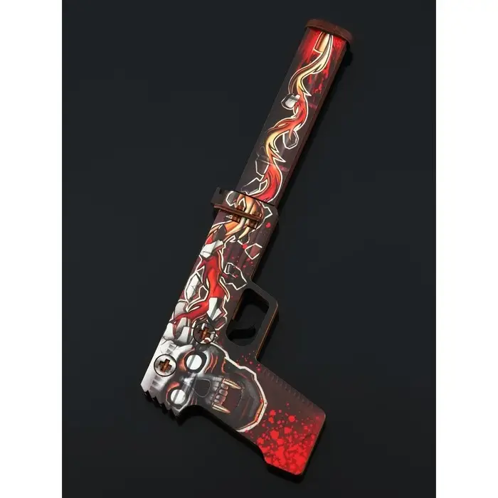 Набор сувенирное оружие &laquo;Красный с золотом&raquo;, автомат, пистолет с глушителем, нож-штык, 3 шт