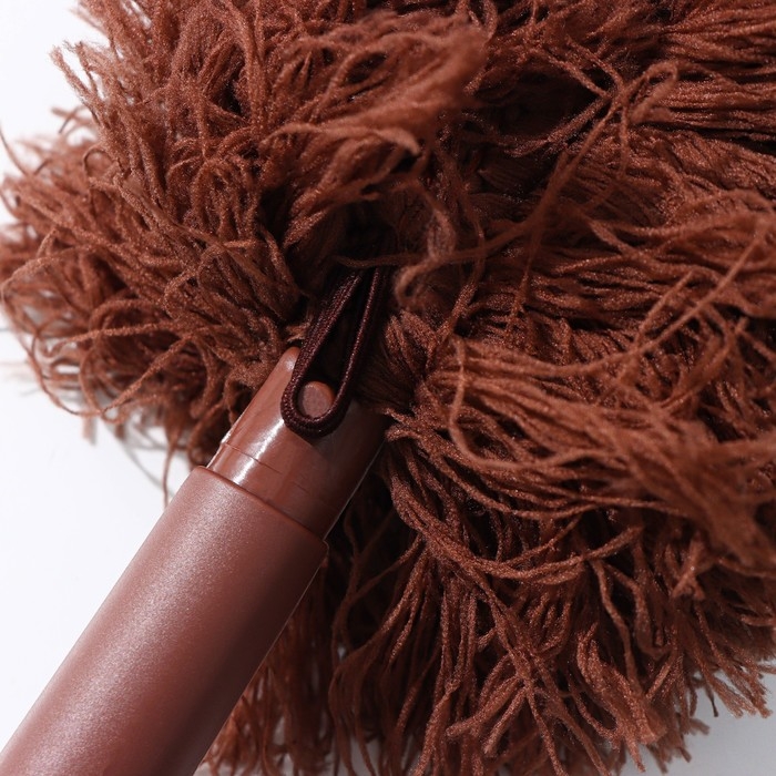 Щётка для удаления пыли Доляна &laquo;Антистатик&raquo;, 29 см, с подставкой на присоске, микрофибра, цвет коричневый