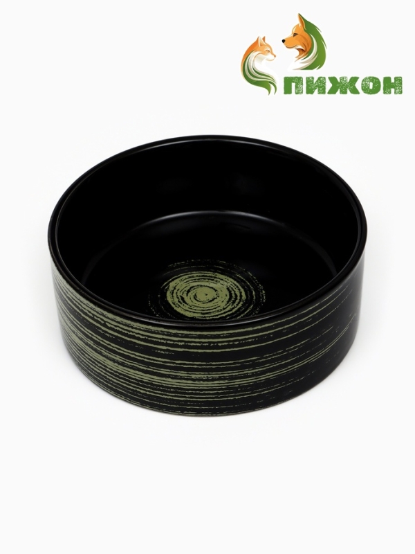 Миска керамическая "Золотая" 250 мл, 11,5 х 4,5 см, чёрная