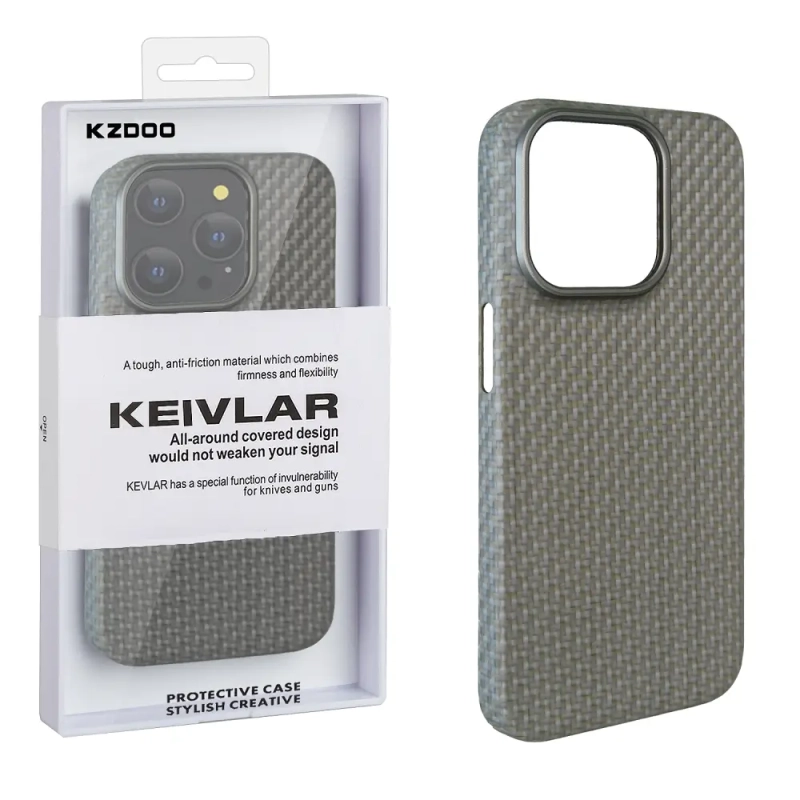 Чехол iPh 15 Pro Kevlar Titanium Grey K-DOO