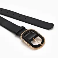 Ремень жен 05-01-07-01, Июнь2507, 3*0,3*110 см, без винта, пряж золото+пласт, 1 прокол, черн   10903