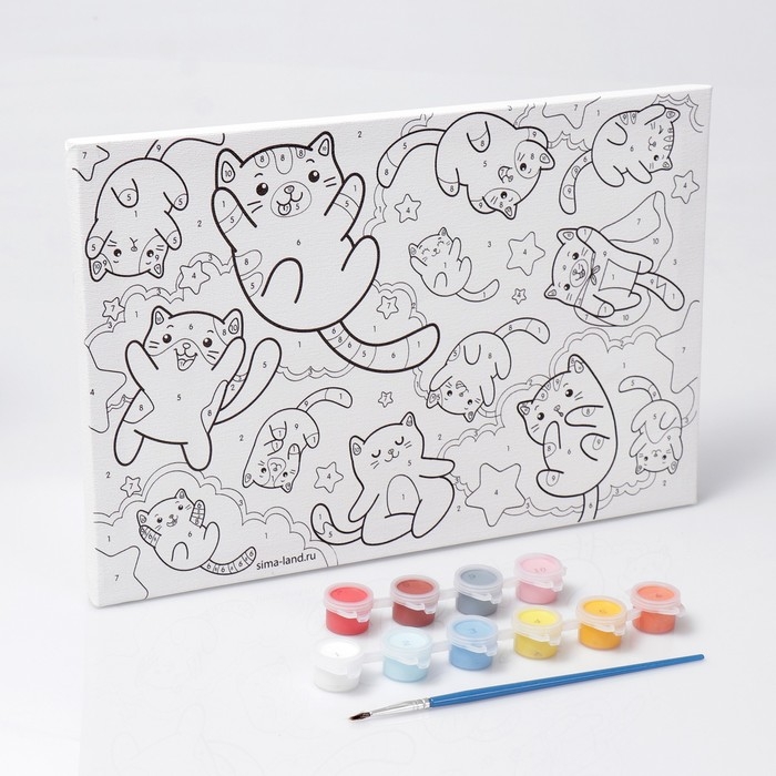 Картина по номерам для детей &laquo;Парящие котята&raquo;, 20 х 30 см