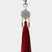 Брелок-кисточка "Ловец снов" 17 см, цв. бордовый, серебристый