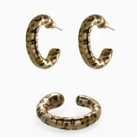 Набор серьги и каффы "Леопард", цвет золото