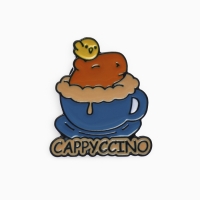 Значок &laquo;Капибара&raquo; капучино, оранжево-синий в чёрном металле