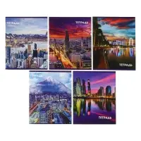 Тетрадь 36 листов в клетку Calligrata &laquo;Города&raquo;, обложка мелованный картон, МИКС