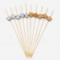 Шпажки для канапе &laquo;Звезды&raquo; бамбук, цветзолото, серебро, 100 шт.