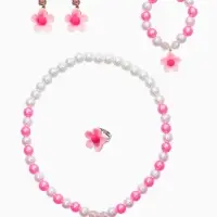 Набор детских украшений "Выбражулька" цветок, 4 предмета: клипсы, кольцо, бусы, браслет