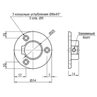 Фланец &laquo;Джокер&raquo; для труб d=25 мм, усиленный R=11М, хромированный