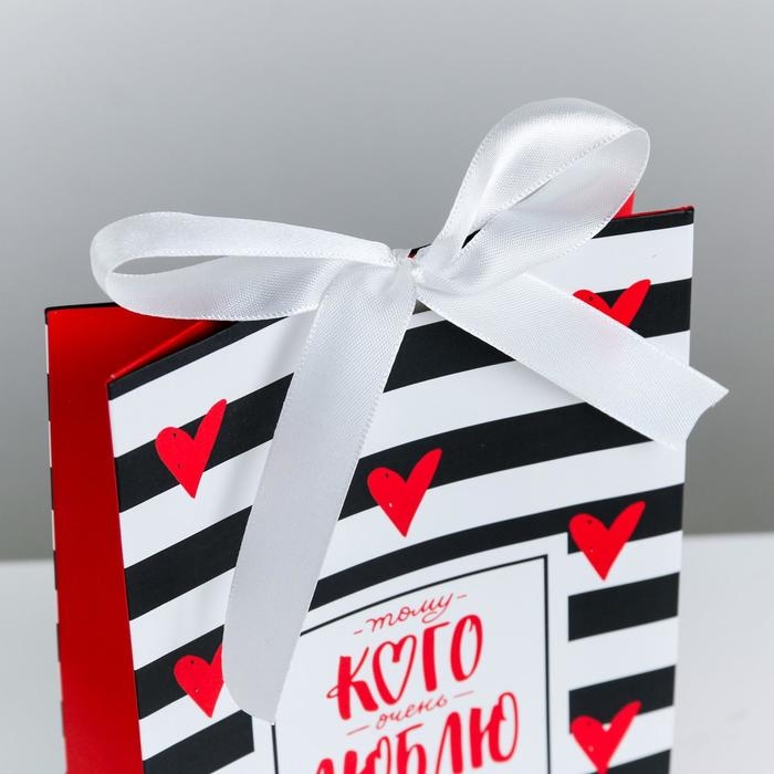 Пакет подарочный с лентой, упаковка, &laquo;Тому, кого люблю&raquo;, 13 х 23 х 7 см