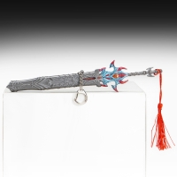 Сувенирное оружие подвесное мини "Меч Асура", брелок, 21 см, серебристый с красным