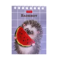 Блокнот А7, 40 листов на гребне в клетку "Хорошо быть ёжиком", обложка мелованный картон, блок офсет 65 г/м2