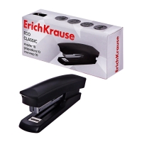 Степлер ErichKrause ECO № 10, до 20 листов, компактный, встроенный антистеплер, чёрный